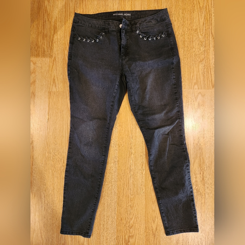 Michael Kors Women's Blue Skinny Jeans with Roped Pockets size 8